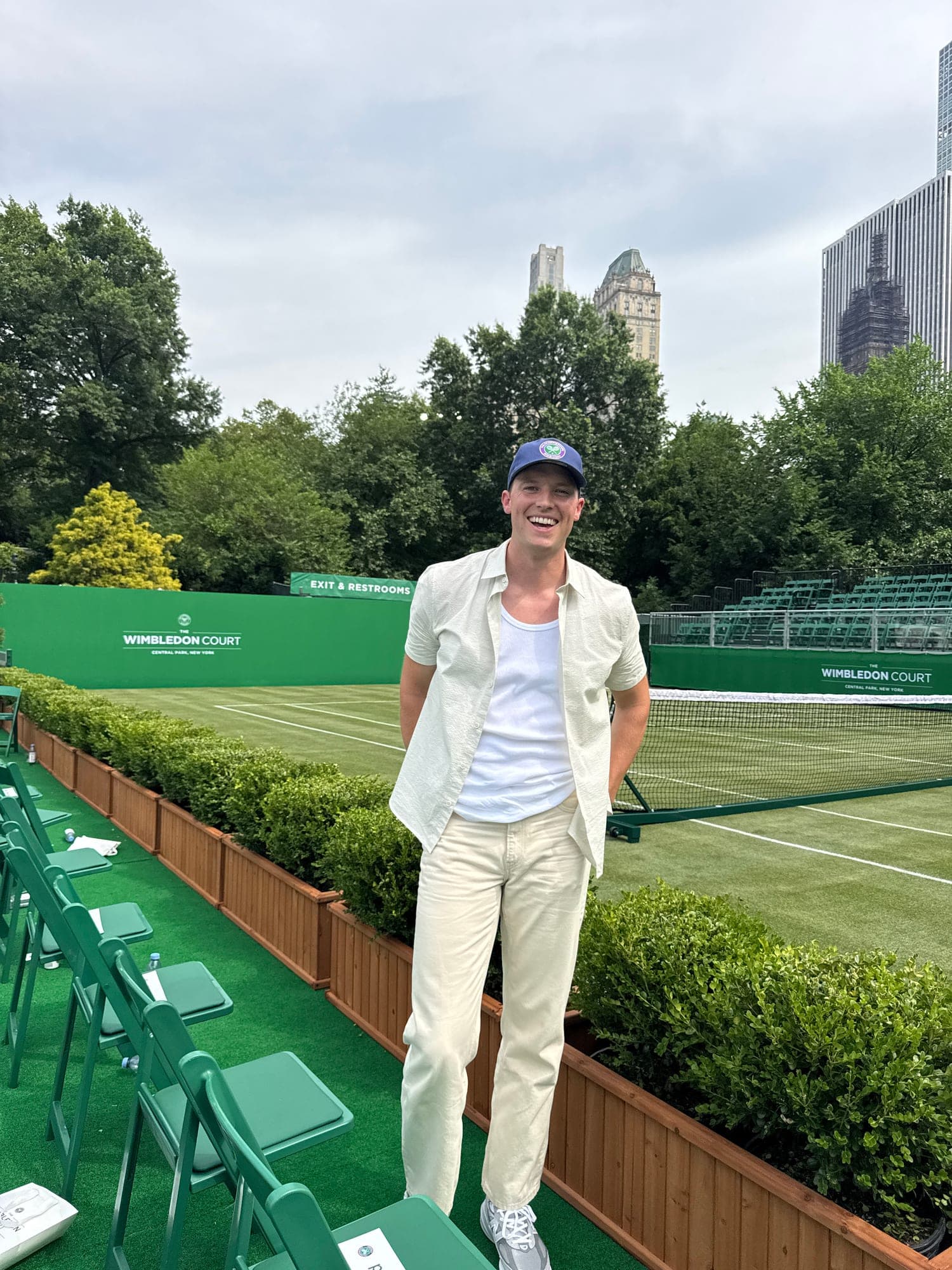 A Deuce player courtside at the Wimbledon Court grass court in Central Park